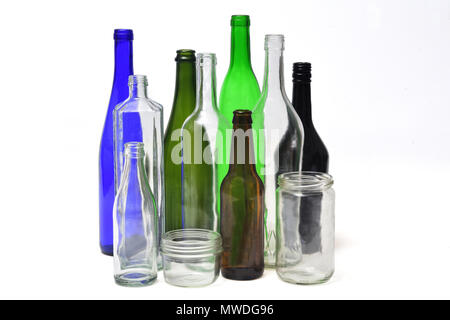 Gruppe der Flasche auf weißen isoliert Stockfoto