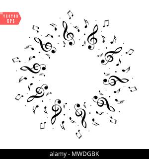 Musik Note. Dekoration der Noten in der Form eines Kreises eps 10. Stock Vektor