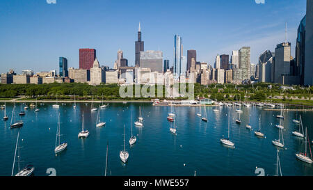 Monroe Hafen, die Skyline von Chicago, Chicago, IL, USA Stockfoto