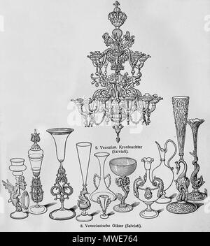 . Englisch: 19. Jahrhundert Salviati Glaswaren aus Murano/Venedig in Italien. 1888. Anonym 539 Salviati Meyers Lexikon Stockfoto