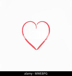 Einfache Hand gezeichnet Rotes Herz. Symbol der Liebe Stock Vektor