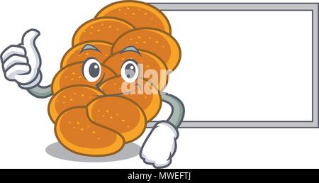 Daumen hoch mit Board challah Charakter Cartoon Stil Stock Vektor