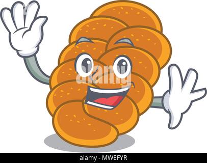 Winkende challah Charakter Cartoon Stil Stock Vektor