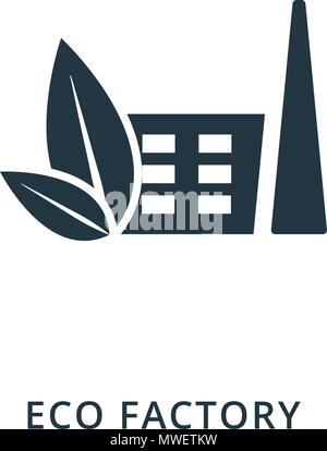 Eco Factory - Symbol. Flat Style Icon Design. UI. Abbildung: eco Factory - Symbol. Piktogramm isoliert auf Weiss. Fertig in web design, Anwendungen, Software, Druck verwenden. Stock Vektor