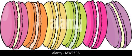 Macaroon Cookies auf weißem Hintergrund. Süß und lecker vector Template für das Kochen und das Menü im Restaurant. Stock Vektor