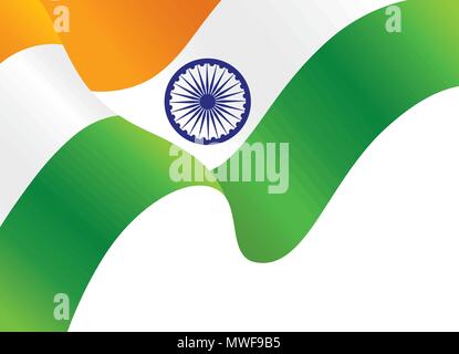 Indische wehende Flagge Hintergrund, Independence Day Wallpaper, Vektor, Abbildung Stock Vektor