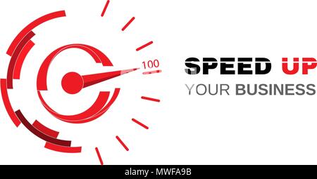 Business card Template Design mit Tachometer - beschleunigen Sie Ihr Geschäft Stock Vektor