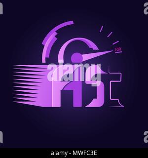Schnell Logo Design mit Tachometer mit hoher Geschwindigkeit Stock Vektor