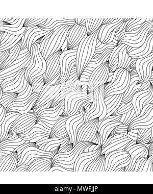 Nahtlose Muster mit abstrakten Wellen. Zentangle inspirierten Stil. Malbuch Seite für Erwachsene und ältere Kinder. Stock Vektor