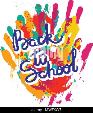 Zurück zu Schule. Hand gezeichnet motivation Zitat. Kreative vektor Typografie Konzept für Design und Druck. Bereit für Karten, t-shirts, Etiketten, Aufkleber, Stock Vektor