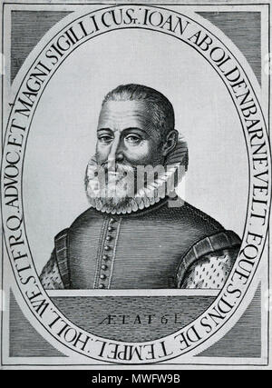 . Gravieren von Johan van Oldenbarnevelt. 17. Jahrhundert. Henricus Hondius (1597 - 1651) 317 Johan van Oldenbarnevelt Stockfoto