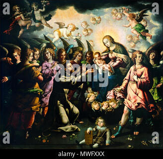 . Español: La aparición de la Virgen y el Niño in San Francisco, Museo Nacional de Arte, Ciudad de México. 17. Jahrhundert. José Juárez 328 Juarez - san francisco Stockfoto