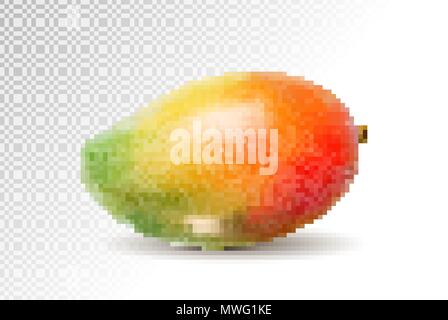 3D realistische orange rot grün Mango auf transparentem Hintergrund, mesh Vector Illustration. Stock Vektor