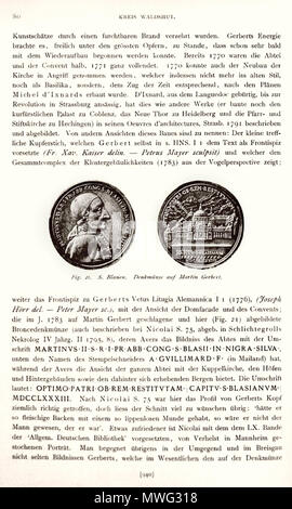 . English: Seite 80 mit Bronzegedenkmünze aus dem Jahr 1783. ca. 1892. Unbekannt 348 Kraus Waldshut S.80 Stockfoto