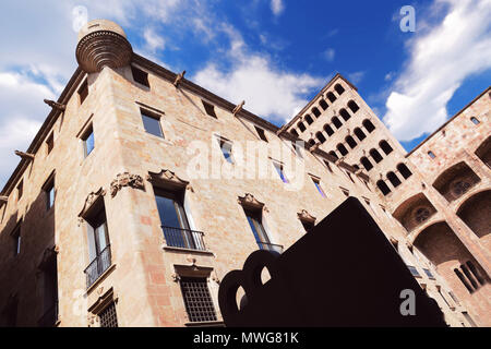 Royal Palace Blick von der Plaza del Rey im Gothischen Viertel in Barcelona. Leere Raum für Editor's Text. Stockfoto