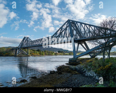Metall Connel Straße (ursprünglich Schiene) Brücke über Fälle von Lora am Loch Etive, Oban, Schottland, UK. Von Arrol's Bridge Company gebaut und 1903 eröffnet. Stockfoto