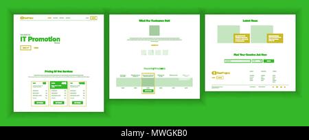 Website Design Template Vector. Business Landing. Web Seite. Die IT-Technologie. Optimierung Fortschritte. Stilvolle Kreativität. Werbung Aanalysis. Abbildung: Stock Vektor