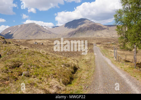 Rannoch Moor. Dieses ist ein wilder und abgelegenen Teil der West Highland Way und eine der letzten großen Wildnis Europas. Stockfoto