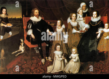 . Sir Thomas Lucy von Charlecote und Familie, C. 1625. ca. 1625. Unbekannt 380 Lucy Familie c 1625 Stockfoto