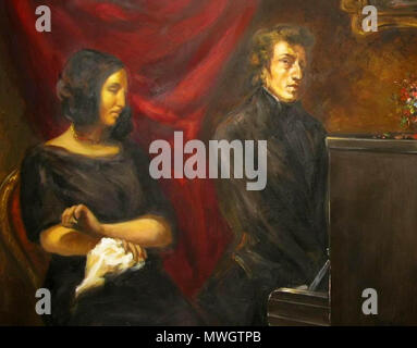 . Portrait von Frédéric Chopin und George Sand. Malerei I in Auftrag gegeben und von dem ich selbst die einzige Kopie auf der circa 1837 vorläufige Skizze gemeinsamer Eugene Delacroix Portrait von Frédéric Chopin und George Sand. 2008. nach Eugene Delacroix 127 ChopinSandDelacroix Stockfoto