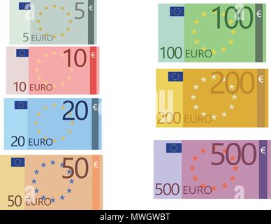 Euro-banknoten Sammlung Stock Vektor