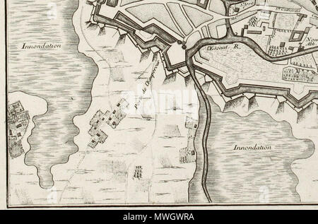 . Englisch: Karte von Gent von Georges Louis Le Rouge. 29. Februar 2012. George Louis Le Rouge (* 1707 - † 1790) 393 Karte von Gent von Georges Louis Le Rouge, Detail (6) Stockfoto