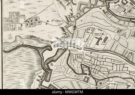 . Englisch: Karte von Gent von Georges Louis Le Rouge. 29. Februar 2012. George Louis Le Rouge (* 1707 - † 1790) 393 Karte von Gent von Georges Louis Le Rouge, Detail (5) Stockfoto