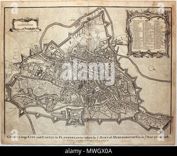 . Englisch: Karte von Gent von Rapin, Tindal. 14. März 2012. Tindal, Rapin 393 Karte von Gent von Rapin, Tindal Stockfoto