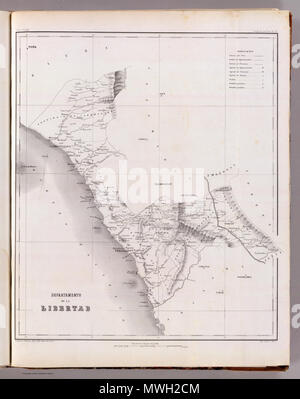 . Español: Mapa de La Libertad, Peru, 1865. 1865. Mariano Felipe Paz Soldan 414 MFP-D-lalibertad Stockfoto