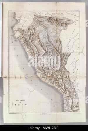 . Español: Mapa General del Peru, 1865. 1865. Mariano Felipe Paz Soldan 414 MFPS - D - Mapa General del Peru, 1865 Stockfoto