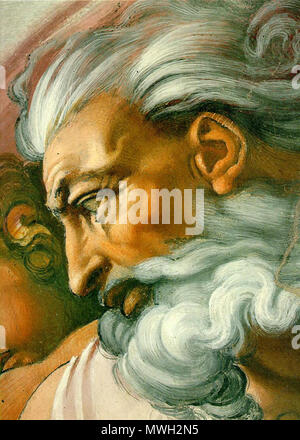 . Deutsch: Dieses Bild ist ein Teil der "Erschaffung des Adam" von Michelangelo in der Sixtinischen Kapelle gezeigt. . Diese Datei fehlt, Informationen zum Autor. 415 Michelangelos "Gott", von "Die Erschaffung des Adam" Stockfoto