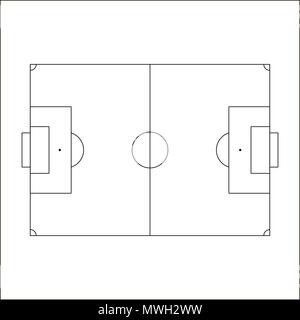 Fußball-Feld Symbol. Skizze von Europa Fußballplatz. Vector Illustration auf weißem Hintergrund Stock Vektor