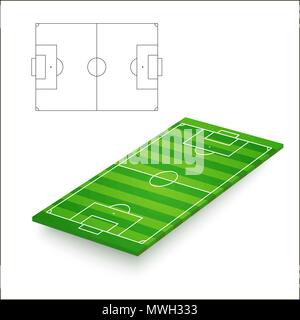 Texturierte grünes Gras Fußball- oder Fußballplatz. Skizze der Fußballplatz. Vector Illustration Stock Vektor