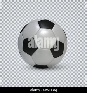 Soccer ball. Realistische Fußball-Ball mit Schatten auf transparenten Hintergrund. Vector Illustration Stock Vektor