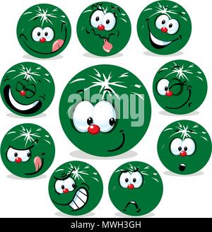 Melone Symbol cartoon mit lustigen Gesichtern isoliert auf weißem Stock Vektor