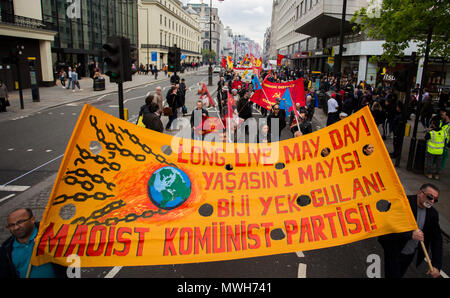 Jährliche Mai Tag März und Kundgebung am Trafalgar Square. Der März und Rallye dm Internationale Arbeiter Tag, die Union Kämpfe im späten 19. Jahrhundert. Mit: Atmosphäre, Wo: London, England, Großbritannien Wann: 01. Mai 2018 Credit: Wheatley/WANN Stockfoto