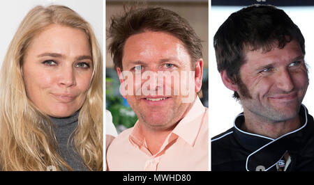 Undatierte Datei composite Foto (von links nach rechts) Jodie Kidd, James Martin und Guy Martin, die zu den Sternen zu Top Gear verbunden werden folgende Matt LeBlanc departure-Ankündigung. Stockfoto