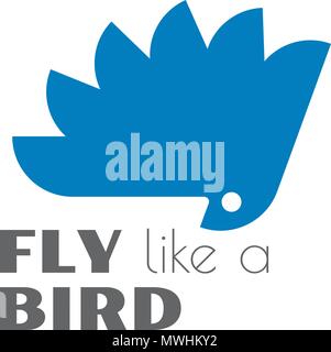 Im Flug Bird Logo nach unten schauen. Stock Vektor