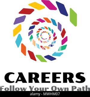 Abstrakte Schriftzug mit Spirale aus bunten geometrischen Formen Stock Vektor