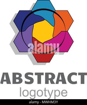 Flüssige Sechsecke in einem Kreis - abstrakte Logo Design Stock Vektor
