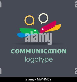 Sprechen Vögel mit Sprechblase - stilisierte Logo Design für Business und Produkt Branding Stock Vektor