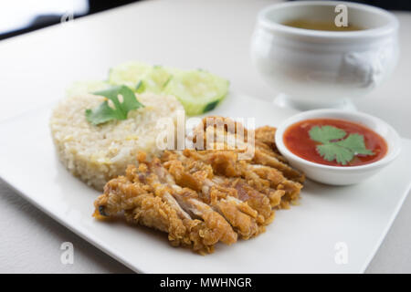 Fried-Chicken Reis im thailändischen Stil Stockfoto
