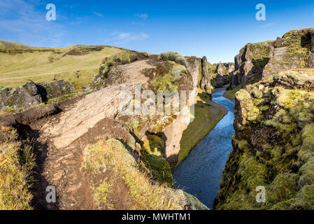 Wild Fjadrargljufur Canyon im Süden Islands Stockfoto