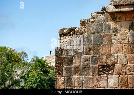 Ein Teil der Mauer des alten Maya Pyramide. Stockfoto