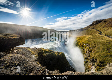 Gullfoss Wasserfall bei Golden Circle in Island Stockfoto