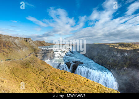 Gullfoss Wasserfall bei Golden Circle in Island Stockfoto