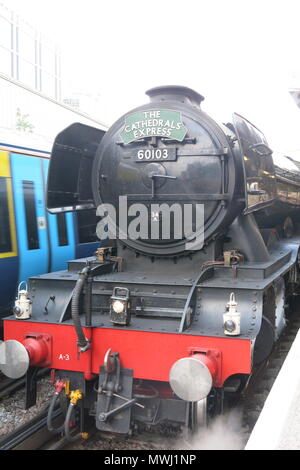 Vorderansicht von Lok 60103, dem berühmt-berüchtigten Flying Scotsman während seiner Chilterns Tour, 31. Mai 2018 Reisen Stockfoto