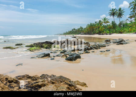 Itacaré, Brasilien - 7. Dezember 2016: Erstaunlich grün Natur am Itacarezinho Strand in Bahia Stockfoto