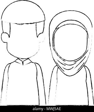 Muslimischen paar Avatare Zeichen Stock Vektor