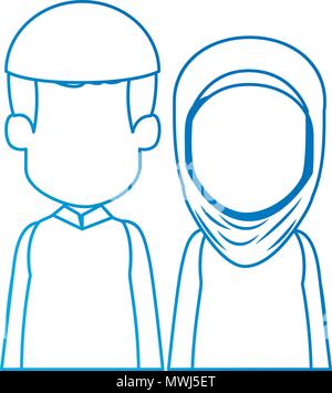 Muslimischen paar Avatare Zeichen Stock Vektor